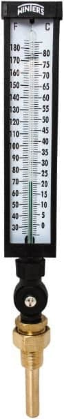 Winters - 30 to 180°F, Industrial Thermometer with Standard Thermowell - 3 Inch Immersion Length, 3-1/2 Inch Stem Length, 17 Inch Long, 3/4 Inch Thread - Strong Tooling