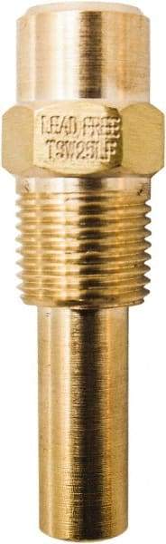 Winters - 2 Inch Overall Length, 1/2 Inch Thread, Brass Thermowell - 1.4 Inch Insertion Length - Strong Tooling