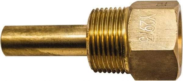 Winters - 3-1/2 Inch Overall Length, 3/4 Inch Thread, Brass Thermowell - 1-3/8 Inch Insertion Length - Strong Tooling