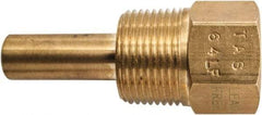 Winters - 2-1/2 Inch Overall Length, 3/4 Inch Thread, Brass Thermowell - 1.3 Inch Insertion Length - Strong Tooling