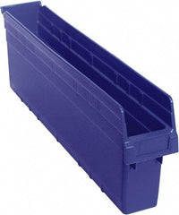 Quantum Storage - 23-5/8" Deep, Blue Polypropylene Hopper Shelf Bin - 8" High x 4-3/8" Wide x 23-5/8" Long - Strong Tooling