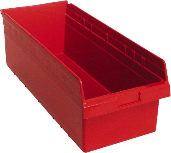 Quantum Storage - 23-5/8" Deep, Red Polypropylene Hopper Shelf Bin - 8" High x 11-1/8" Wide x 23-5/8" Long - Strong Tooling