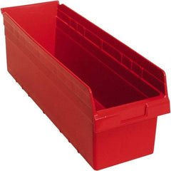 Quantum Storage - 23-5/8" Deep, Red Polypropylene Hopper Shelf Bin - 8" High x 8-3/8" Wide x 23-5/8" Long - Strong Tooling