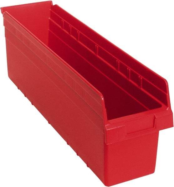 Quantum Storage - 23-5/8" Deep, Red Polypropylene Hopper Shelf Bin - 8" High x 6-5/8" Wide x 23-5/8" Long - Strong Tooling