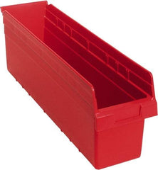 Quantum Storage - 23-5/8" Deep, Red Polypropylene Hopper Shelf Bin - 8" High x 6-5/8" Wide x 23-5/8" Long - Strong Tooling