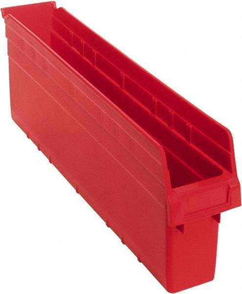 Quantum Storage - 23-5/8" Deep, Red Polypropylene Hopper Shelf Bin - 8" High x 4-3/8" Wide x 23-5/8" Long - Strong Tooling