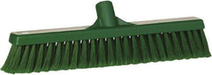 Vikan - 16" Fine Particle Synthetic Push Broom - 2" Bristle Length, Plastic Block, European Threaded Handle Connection - Strong Tooling