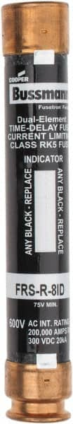 Cooper Bussmann - 300 VDC, 600 VAC, 8 Amp, Time Delay General Purpose Fuse - Fuse Holder Mount, 127mm OAL, 20 at DC, 200 (RMS) kA Rating, 20.6mm Diam - Strong Tooling