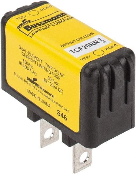 Cooper Bussmann - 300 VDC & 600 VAC, 20 Amp, Time Delay General Purpose Fuse - Plug-in Mount, 47.75mm OAL, 100 at DC, 200 (CSA RMS), 300 (UL RMS) kA Rating - Strong Tooling