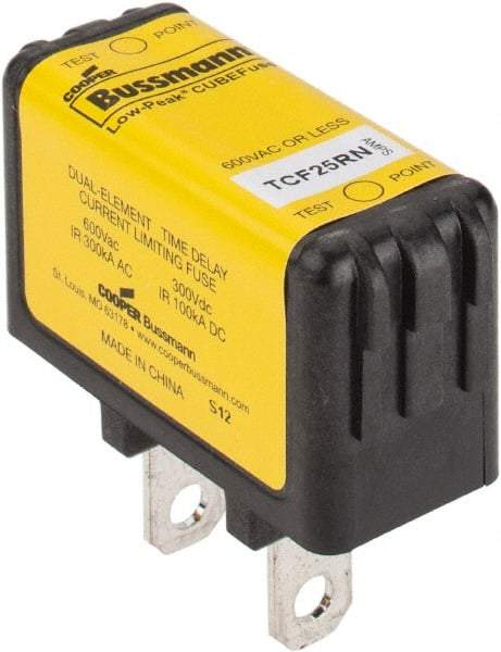 Cooper Bussmann - 300 VDC & 600 VAC, 25 Amp, Time Delay General Purpose Fuse - Plug-in Mount, 47.75mm OAL, 100 at DC, 200 (CSA RMS), 300 (UL RMS) kA Rating - Strong Tooling