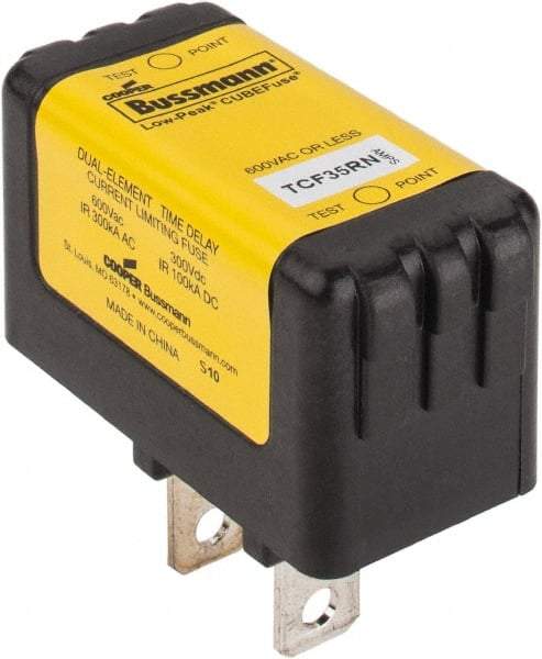 Cooper Bussmann - 300 VDC, 600 VAC, 35 Amp, Time Delay Finger Safe Fuse - Plug-in Mount, 54.1mm OAL, 100 at DC, 200 (CSA RMS), 300 (UL RMS) kA Rating - Strong Tooling