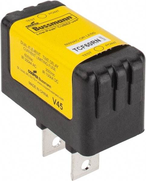 Cooper Bussmann - 300 VDC, 600 VAC, 60 Amp, Time Delay General Purpose Fuse - Plug-in Mount, 76.45mm OAL, 100 at DC, 200 (CSA RMS), 300 (UL RMS) kA Rating - Strong Tooling