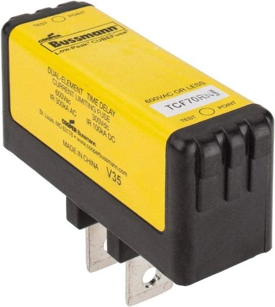 Cooper Bussmann - 300 VDC, 600 VAC, 70 Amp, Time Delay General Purpose Fuse - Plug-in Mount, 76.45mm OAL, 100 at DC, 200 (CSA RMS), 300 (UL RMS) kA Rating - Strong Tooling