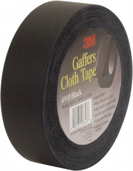 3M - 48mm x 54.8m Black Gaffers Tape - 12 mil, Rubber Adhesive, Vinyl Backing, 45 Lb/ln Tensile Strength, Series 6910 - Strong Tooling