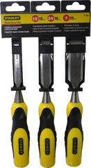 Stanley - 3 Piece Wood Chisel Set - 9" OAL, Bi-Material, Sizes Included 1/2 to 1" - Strong Tooling