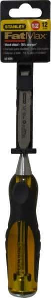 Stanley - 9" OAL x 1/2" Blade Width Wood Chisel - 1/2" Tip, Acetate & Rubber Grip Handle - Strong Tooling