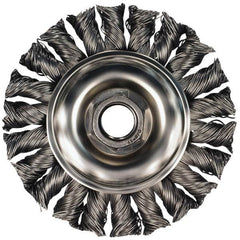 PFERD - 4" OD, 5/8-11 Arbor Hole, Knotted Stainless Steel Wheel Brush - 5/8" Face Width, 7/8" Trim Length, 0.014" Filament Diam, 20,000 RPM - Strong Tooling