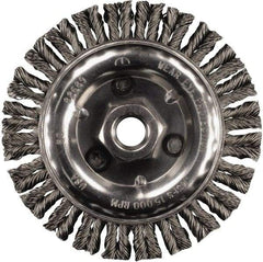 PFERD - 4" OD, 5/8-11 Arbor Hole, Knotted Steel Wheel Brush - 3/16" Face Width, 3/4" Trim Length, 0.02" Filament Diam, 20,000 RPM - Strong Tooling