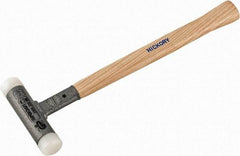 HALDER - 11 oz Head 1" Face Diam Nylon Dead Blow Hammer - 12" OAL, Hickory Handle - Strong Tooling