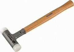 HALDER - 15 oz Head 1-3/16" Face Diam Nylon Dead Blow Hammer - 13" OAL, Hickory Handle - Strong Tooling