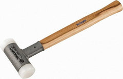 HALDER - 26 oz Head 1-1/2" Face Diam Nylon Dead Blow Hammer - 14" OAL, Hickory Handle - Strong Tooling