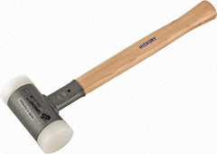 HALDER - 35 oz Head 2" Face Diam Nylon Dead Blow Hammer - 14-1/2" OAL, Hickory Handle - Strong Tooling