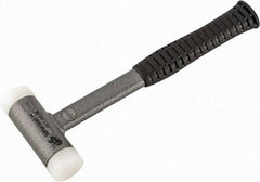 HALDER - 25 oz Head 1-3/8" Face Diam Nylon Dead Blow Hammer - 11-1/2" OAL, Steel Handle - Strong Tooling