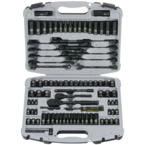 STANLEY® 1/4" & 3/8" Drive 99 Piece Fractional & Metric Black Chrome Laser Etched Socket Set - Strong Tooling