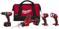 Milwaukee Tool - 18 Volt Cordless Tool Combination Kit - Includes 1/2" Hammer Drill, 1/4" Hex Impact Driver & One-Handed Hackzall Reciprocating Saw, Lithium-Ion Battery Included - Strong Tooling