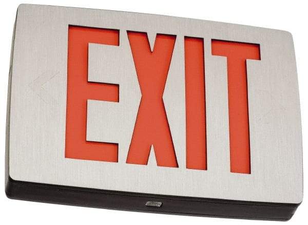 Lithonia Lighting - 1 Face, 1 Watt, Black, Aluminum, LED, Illuminated Exit Sign - 120/277 VAC, Nickel Cadmium, Universal Mounted, 11-3/4 Inch Long x 2 Inch Wide x 8-1/4 Inch High - Strong Tooling