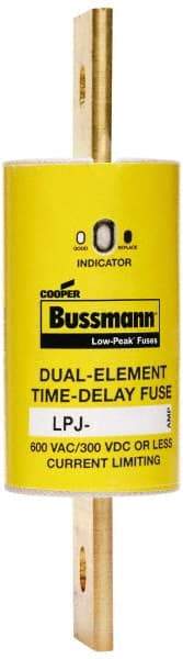 Cooper Bussmann - 300 VDC, 600 VAC, 110 Amp, Time Delay General Purpose Fuse - Bolt-on Mount, 5-3/4" OAL, 100 at DC, 300 at AC (RMS) kA Rating, 1-5/8" Diam - Strong Tooling