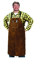 24" x 36" Leather Bib Apron - Split Cowhide - Brown - Strong Tooling