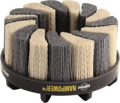 Brush Research Mfg. - 4" 320 Grit Ceramic/Silicon Carbide Tapered Disc Brush - Fine Grade, CNC Adapter Connector, 0.71" Trim Length, 7/8" Arbor Hole - Strong Tooling