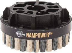 Brush Research Mfg. - 4" 320 Grit Ceramic/Silicon Carbide Tapered Disc Brush - Fine Grade, CNC Adapter Connector, 0.71" Trim Length, 7/8" Arbor Hole - Strong Tooling