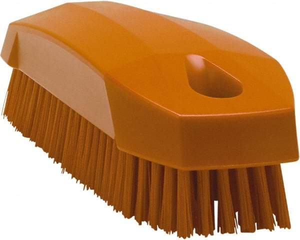 Vikan - 0.7" Bristle Length, Polyester Scrub Brush - 1-1/2" Wide Head, 4-1/2" OAL, Orange, Polypropylene Block - Strong Tooling