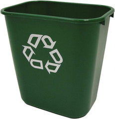 Rubbermaid - 28 Qt Green Rectangle Recycling Container - Plastic, Universal Recycling Symbol Graphic, 14.38" High x 10-1/4" Long x 15" Wide - Strong Tooling