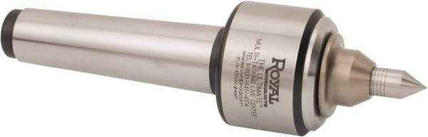 Royal Products - Straight Shank, 2-1/4" Head Diam Live Center - 5,000 Max RPM, 1.69" Long Case, 1/2" Point Diam, 0.94" Point Len, 350 Lb Max Workpiece, Spring Loaded Point - Strong Tooling