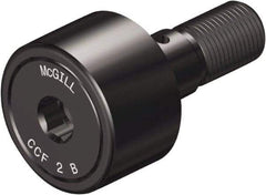 McGill - 1-1/8" Roller Diam x 5/8" Width, 7/16" Stud Diam x 1" Length, Crowned Sealed Stud Cam Follower with Hex - Steel, 1/2" Thread Length, 7/16-20 Thread, 1.66" OAL, 2,225 Lb Dynamic Cap, 3,060 Lb Static Cap - Strong Tooling