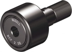 McGill - 1-1/2" Roller Diam x 7/8" Width, 5/8" Stud Diam x 1-1/2" Length, Sealed Self Lubricating Stud Cam Follower with Nonmetallic Bushing and Hex - Steel, 3/4" Thread Length, 5/8-18 Thread, 2.41" OAL - Strong Tooling