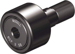 McGill - 1-1/4" Roller Diam x 3/4" Width, 7/16" Stud Diam x 1-1/4" Length, Sealed Self Lubricating Stud Cam Follower with Nonmetallic Bushing and Hex - Steel, 5/8" Thread Length, 1/2-20 Thread, 2.03" OAL - Strong Tooling