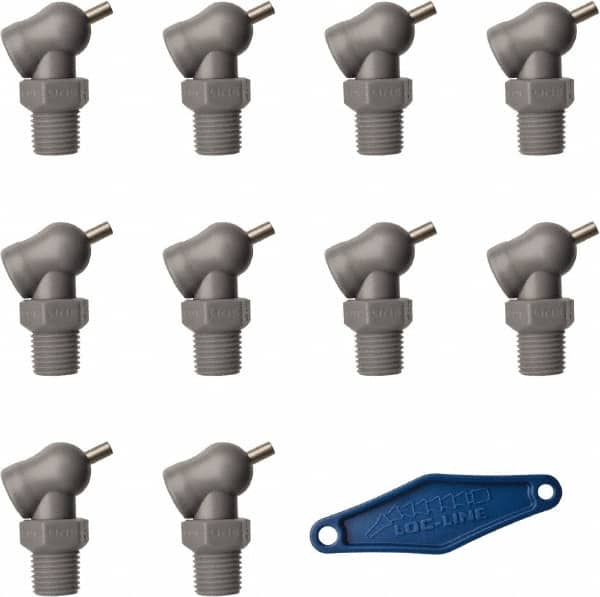 Loc-Line - 1/4" Hose Inside Diam, High-Pressure Coolant Hose Nozzle - NPT, for Use with Loc-Line Modular Hose System, 10 Pieces - Strong Tooling