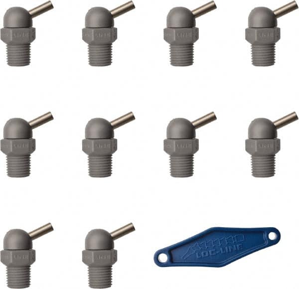 Loc-Line - 1/4" Hose Inside Diam x 5/32" Nozzle Diam, High-Pressure Coolant Hose Nozzle - NPT, for Use with Loc-Line Modular Hose System, 10 Pieces - Strong Tooling