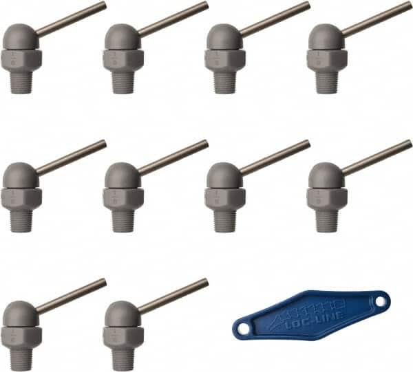 Loc-Line - 1/8" Hose Inside Diam, High-Pressure Coolant Hose Nozzle - NPT, for Use with Loc-Line Modular Hose System, 10 Pieces - Strong Tooling