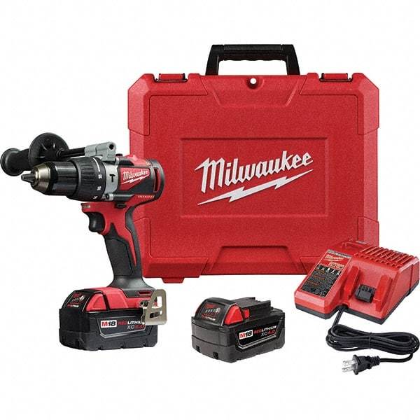 Milwaukee Tool - 18 Volt 1/2" Metal Ratcheting Chuck Cordless Hammer Drill - 0 to 28,800 BPM, 0 to 1,800 RPM, Reversible - Strong Tooling