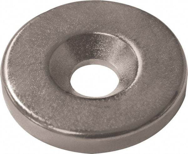 Mag-Mate - 3/4" Long x 3/4" Diam x 1/8" High, 1 Mounting Hole, 12 Poles, Ring Neodymium Rare Earth Holding Magnet - 8 Lb Average & 16 Lb Max Pull Force, M6 Mounting Hole, Countersunk Hole Style, 180°F Max Operating Temp - Strong Tooling