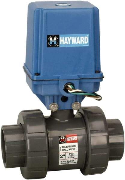 Hayward - 2" Pipe, 250 psi WOG Rating, PVC Electric Actuated Ball Valve - EPDM Seal, Full Port, 250 WSP Rating - Strong Tooling