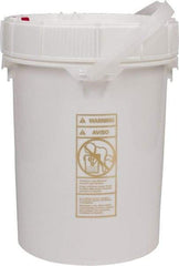 Made in USA - 5 Gal, High-Density Polyethylene Round White Single Pail - Handle & Lid Included - Strong Tooling