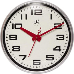 Infinity Insttruments - 13-1/2 Inch Diameter, Off White Face, Dial Wall Clock - Analog Display, Silver Case, Runs on AA Battery - Strong Tooling