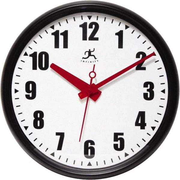 Infinity Insttruments - 13-1/2 Inch Diameter, White Face, Dial Wall Clock - Analog Display, Black Case, Runs on AA Battery - Strong Tooling