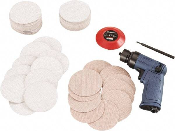 Ingersoll-Rand - 15,000 RPM, 15,000 OPM, 18.1 CFM Air Consumption, 90 psi Air Pressure, Random Air Orbital Sander - Round Pad, Hook & Loop Backing, 1/4 NPT Inlet - Strong Tooling